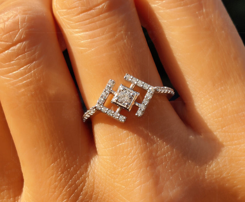 Dainty Engagement Ring - Discover Timeless Elegance with a Moissanite Fashion Ring in Silver and Gold, the Perfect Stackable Ring for Anniversaries, Promises, and Minimalist Fine Jewelry