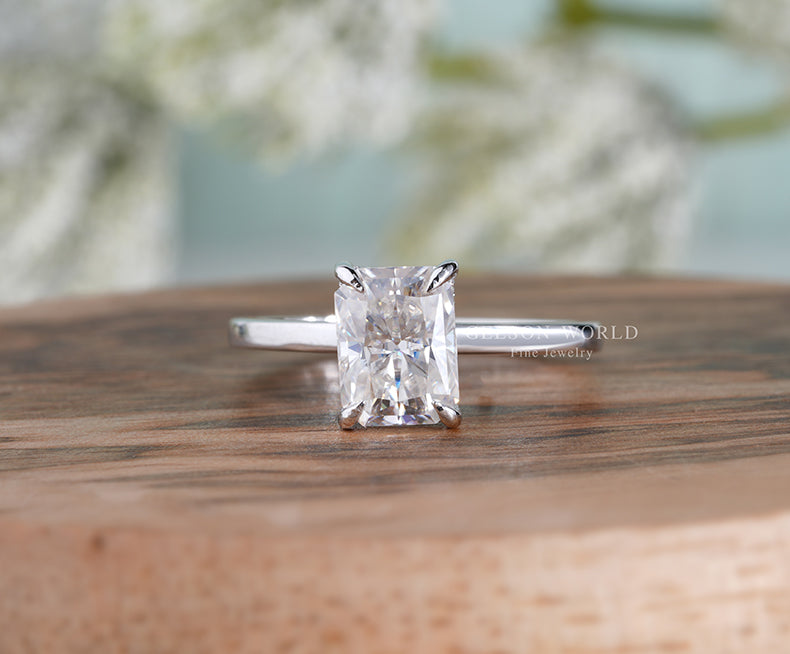 2 Ct Radiant Cut Moissanite Hidden Halo Engagement Ring