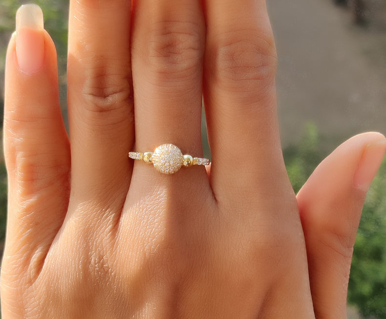 Cluster Moissanite Ring: A Beautiful Silver and Gold Stackable Ring for Anniversary, Modern Jewelry with Dainty Minimalist Charm – Perfect for Women