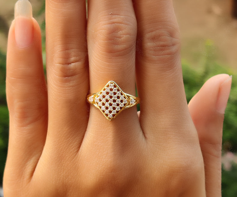 Contemporary Moissanite Gold Stackable Ring - Silver and Gold Stacking Delicate Ring - Versatile Fine Jewelry for Promise or Anniversary