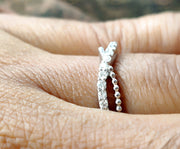 0.25 Ct Criss Cross Ring Moissanite Wedding Ring, Stackable Ring, Twisted Wedding band, Stacking Ring, Anniversary ring for women, Gift for Her