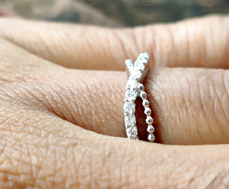 0.25 Ct Criss Cross Ring Moissanite Wedding Ring, Stackable Ring, Twisted Wedding band, Stacking Ring, Anniversary ring for women, Gift for Her
