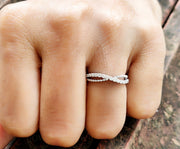 0.25 Ct Criss Cross Ring, Moissanite Wedding Ring, Stackable Ring, Twisted Wedding band, Stacking Ring, Anniversary ring for women, Gift for Her