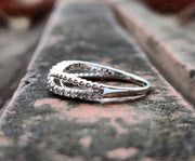 0.25 Ct Criss Cross Ring Moissanite Wedding Ring, Stackable Ring, Twisted Wedding band, Stacking Ring, Anniversary ring for women, Gift for Her