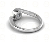 0.61 Ct Round Cut Moissanite Twist Solitaire Engagement Ring, Tension style cross-over setting, Sterling Silver, Propose Ring for her