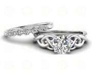 1.10 Ct Round Cut Solitaire Engagement Cross-Over Ring Set
