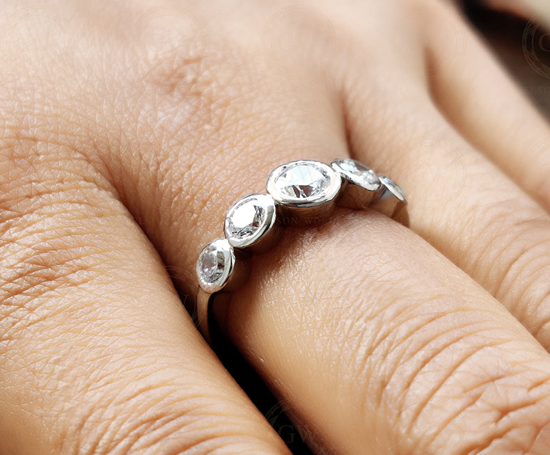 1.35 Ct Sterling Silver 5 Stone Round Anniversary Ring