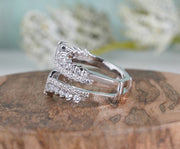 1.50 Ct Round Moissanite Women's Vintage Enhancer wedding Ring band, wrap guard band, Anniversary Band, Sterling Silver, Wraps For Ring
