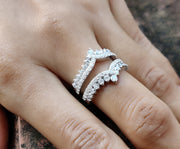 1.50 Ct Round Moissanite Women's Vintage Enhancer wedding Ring band, wrap guard band, Anniversary Band, Sterling Silver, Wraps For Ring