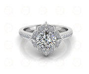 1.55 Ct Cushion Cut Halo Engagement Ring, Vintage Style, Sterling Silver, Simulated Diamond, Wedding Ring For Women, Gift For Her