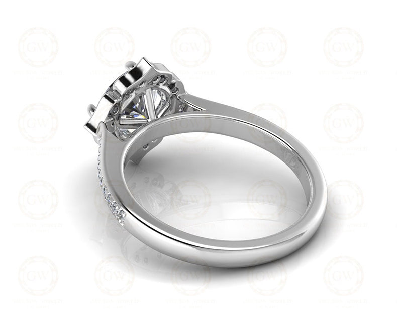 1.55 Ct Cushion Cut Halo Engagement Ring, Vintage Style, Sterling Silver, Simulated Diamond, Wedding Ring For Women, Gift For Her