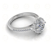 1.55 Ct Cushion Cut Halo Engagement Ring, Vintage Style, Sterling Silver, Simulated Diamond, Wedding Ring For Women, Gift For Her