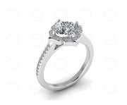 1.55 Ct Cushion Cut Halo Engagement Ring, Vintage Style, Sterling Silver, Simulated Diamond, Wedding Ring For Women, Gift For Her