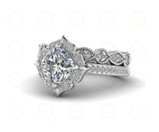 1.70 Ct Cushion Cut Halo Engagement Wedding Ring Set, Vintage Style Bridal Set, Stackable Ring, Sterling Silver, Matching Band, Gift for her