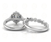 1.70 Ct Cushion Cut Halo Engagement Wedding Ring Set, Vintage Style Bridal Set, Stackable Ring, Sterling Silver, Matching Band, Gift for her