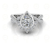 Pear Shaped Moissanite Engagement Ring Crossover Ring
