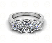 2.00 Ct Round Cut Moissanite 3 Stone Engagement Wedding Ring, Sterling Silver, Vintage Style Propose Ring, Promise Ring, Gift For Her