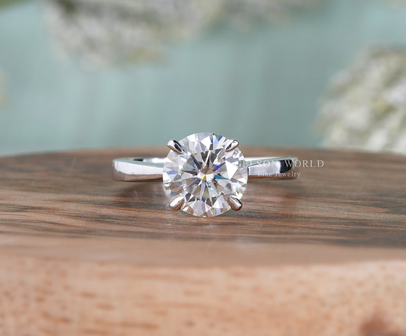 2 Ct Round Moissanite Cathedral Solitaire Engagement Ring