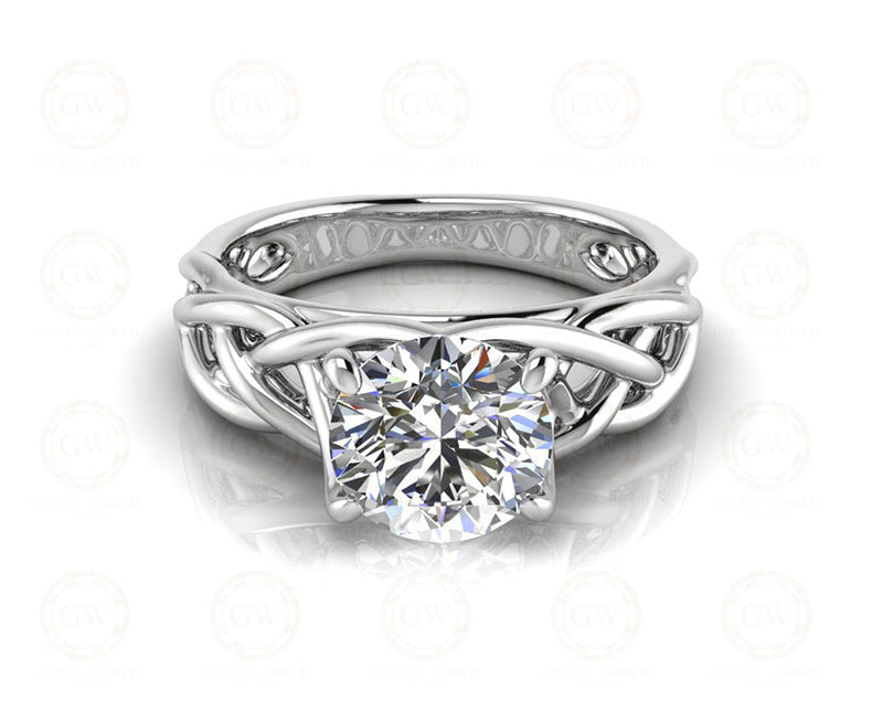 2 ct Round Cut Solitaire Nature Inspired Engagement Ring