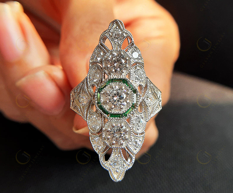 Art Deco Engagement Ring, Vintage Women Ring, Sterling Silver, Rings For Women, Gift For Her