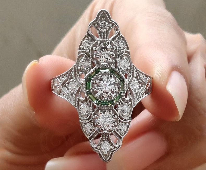 Art Deco Engagement Ring, Vintage Women Ring, Sterling Silver, Rings For Women, Gift For Her