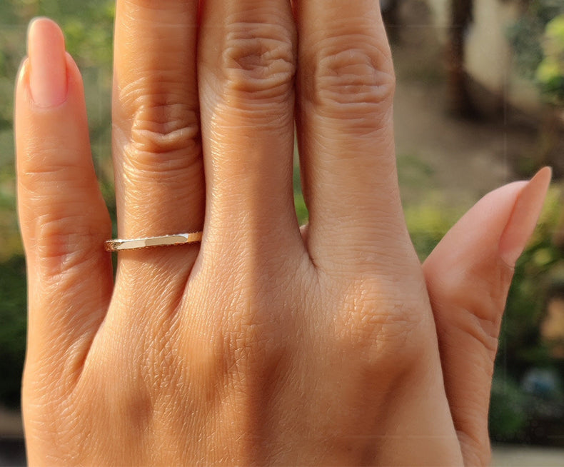 Elegant 1.70mm Two Sided Micropavé Moissanite Diamond Full Eternity Wedding Band - Silver and Gold Plain Gold Thin Wedding Ring for Women - Perfect Gift for Her