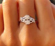 Elegant Cluster Gold Ring - Bubble Style Bezel Set Round Moissanite Beauty - Six Stone Anniversary Ring for Women - Minimalist Silver and Gold Ring