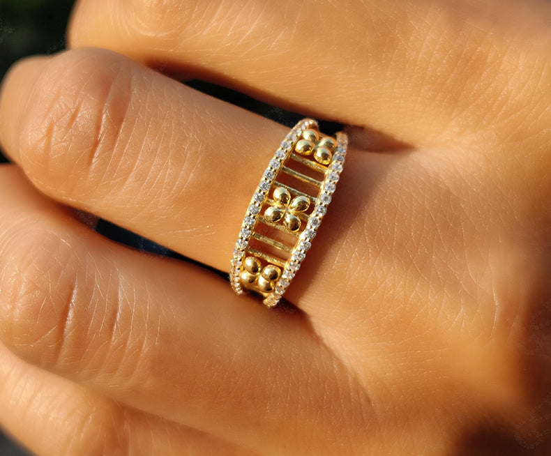 Elegant Unique Dainty Gold Anniversary Ring - Silver and Gold Stackable Beauty - Moissanite Stacking Ring, Perfect Minimal Gift and Promise Minimalist Ring