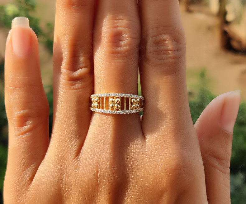 Elegant Unique Dainty Gold Anniversary Ring - Silver and Gold Stackable Beauty - Moissanite Stacking Ring, Perfect Minimal Gift and Promise Minimalist Ring