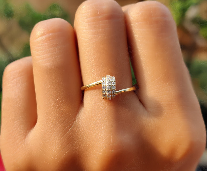 Elegant Unique Dainty Gold Delicate Ring - Silver and Solid Gold Stackable Beauty - Moissanite Stacking Ring, Perfect Minimal Gift and Promise Minimalist Ring