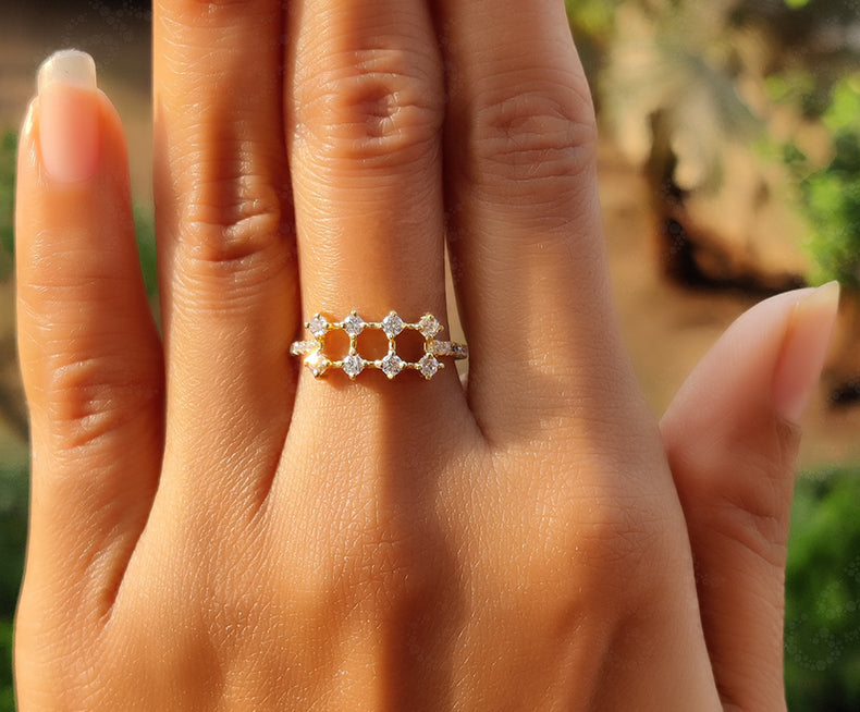 Elegant Unique Dainty Gold Minimal Ring - Silver and Gold Stackable Beauty - Moissanite Stacking Ring, a Perfect Anniversary Gift and Promise Minimalist Ring