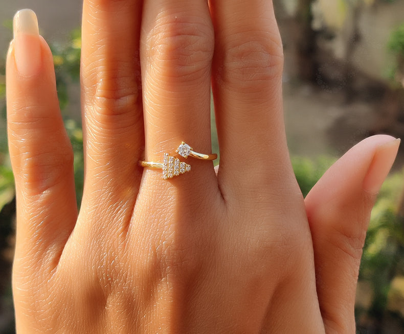 Modern Elegance: Open Cuff Moissanite Ring in Silver and Gold - A Geometric Stackable Delight for Women