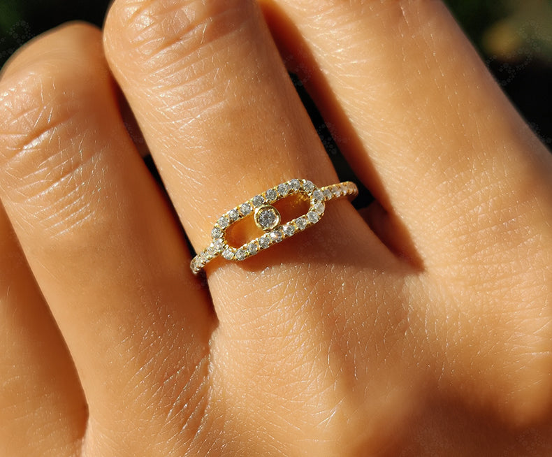 Modern Minimalist Moissanite Ring - Silver and Gold Stackable Promise Ring