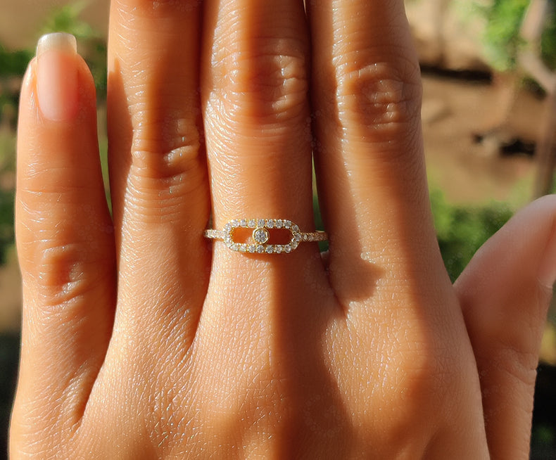 Modern Minimalist Moissanite Ring - Silver and Gold Stackable Promise Ring