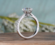 1.5Ct Round Cut Old European Cut Moissanite Engagement Ring, Tulip Set Old Mine Cut Solitaire Ring, Vintage Style Promise Rings For Women - Gelson World - Premium Silver and Gold Jewelry for USA Shoppers