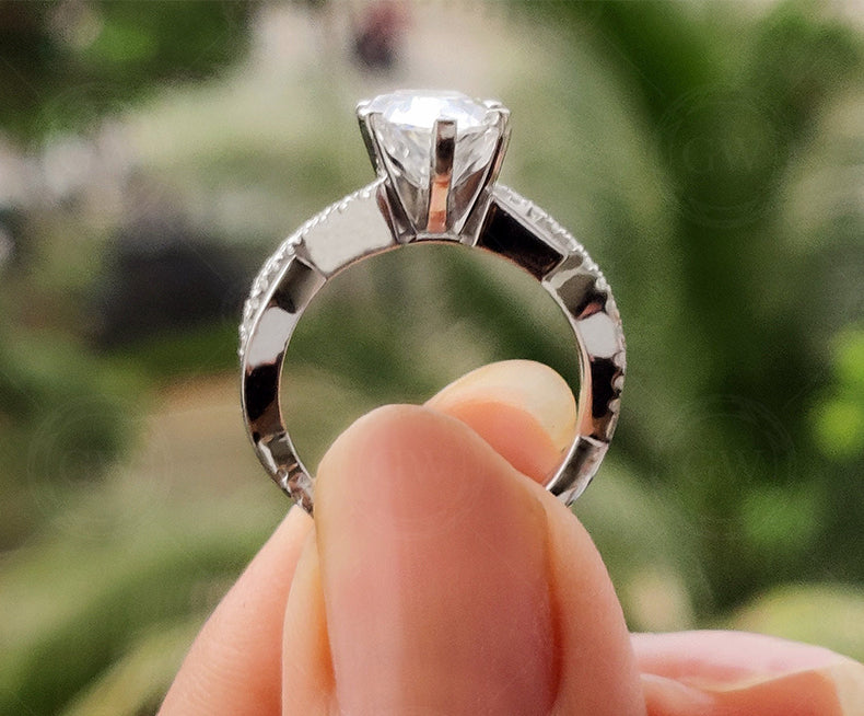 Teardrop Moissanite Engagement Ring, 2.30 Ct Pear Shaped Solitaire Rings For Women, Twisted Infinity Band Ring, Crossover Shank Ring