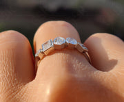 Multi Diamond Ring - Elegant Bubble Style Bezel Set Moissanite Silver and Gold Wedding Ring. Five Stone Cluster Ring, Ideal for Anniversaries and Women.