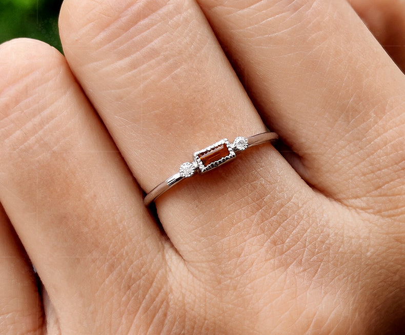 Personalized Citrine Birthstone Ring - Dainty November Birthstone Stackable Ring for Women