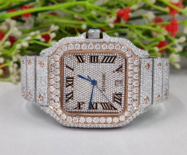 Buss Down VVS Moissanite Diamond Fully Automatic Luxury Watch iced out Hip Hop watches Two Tone - Gelson World - Premium Silver and Gold Jewelry for USA Shoppers