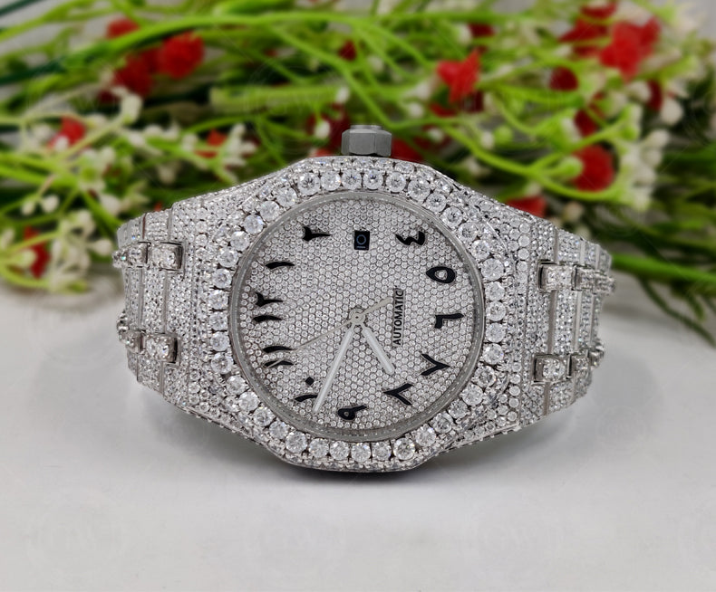 Moissanite Diamond iced out Luxury watches, Fully Automatic Hip Hop Buss Down Round Watch - Gelson World - Premium Silver and Gold Jewelry for USA Shoppers
