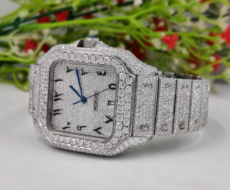 Moissanite Diamond iced out Luxury watches, Fully Automatic Hip Hop Buss Down Watch - Gelson World - Premium Silver and Gold Jewelry for USA Shoppers