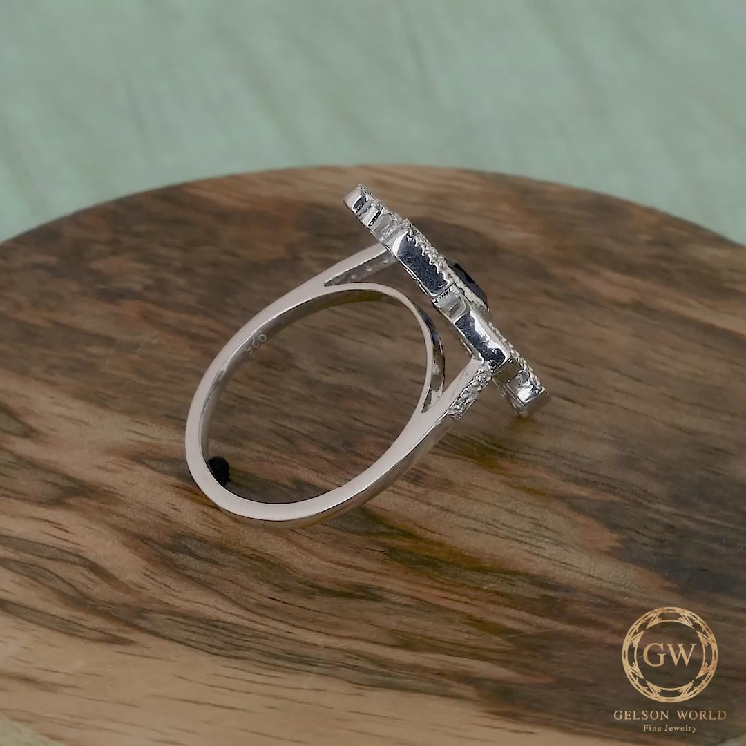 Antique Sterling silver ring, Estate Women Jewelry, Mothers day gift Media 2 of 9