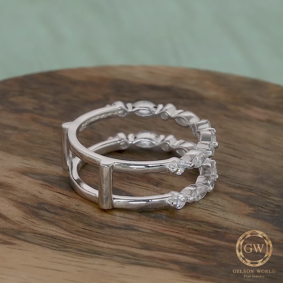 Enhancer Ring Band, Moissanite Ring Enhancer, 14K Gold Ring Enhancers and Wraps, Enhancer Wedding Band, Matching Band, Enhancer for Women