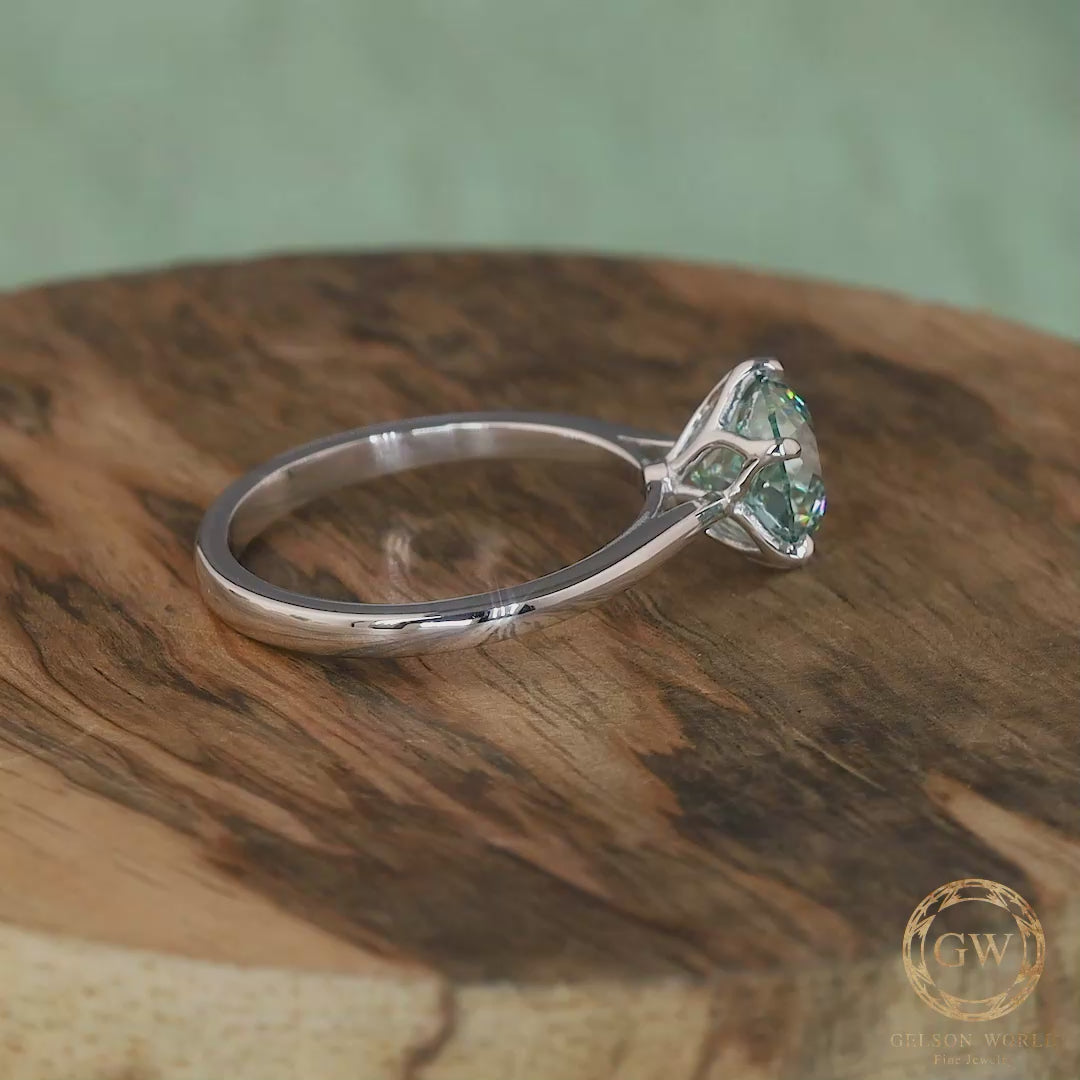 Flower Tulip Setting Solitaire Ring