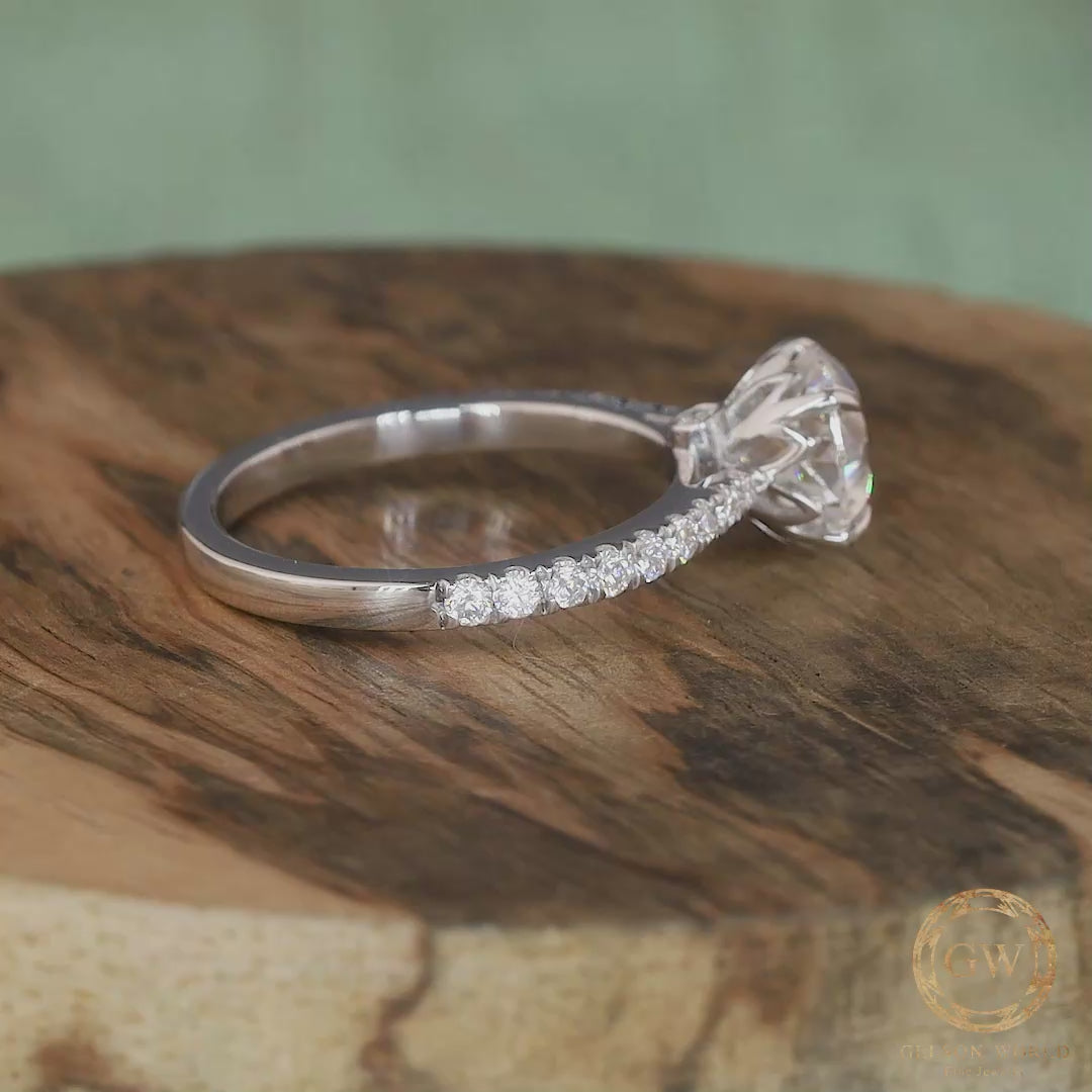 Tulip Set Old Mine Cut Solitaire Ring