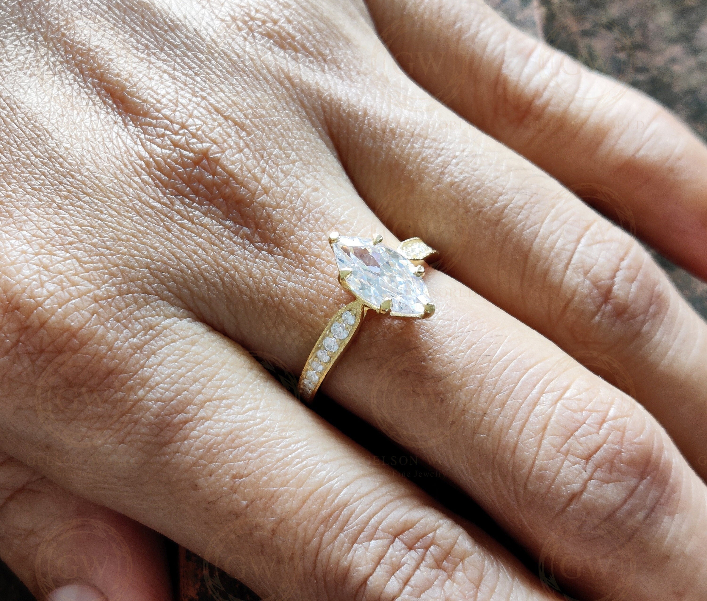 1.75 Ct Marquise Cathedral Vintage Engagement Ring