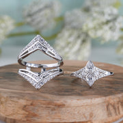 Unique Bridal Engagement Ring Jacket, Moissanite Ring Enhancers And Wraps, Large Womens Ring Set