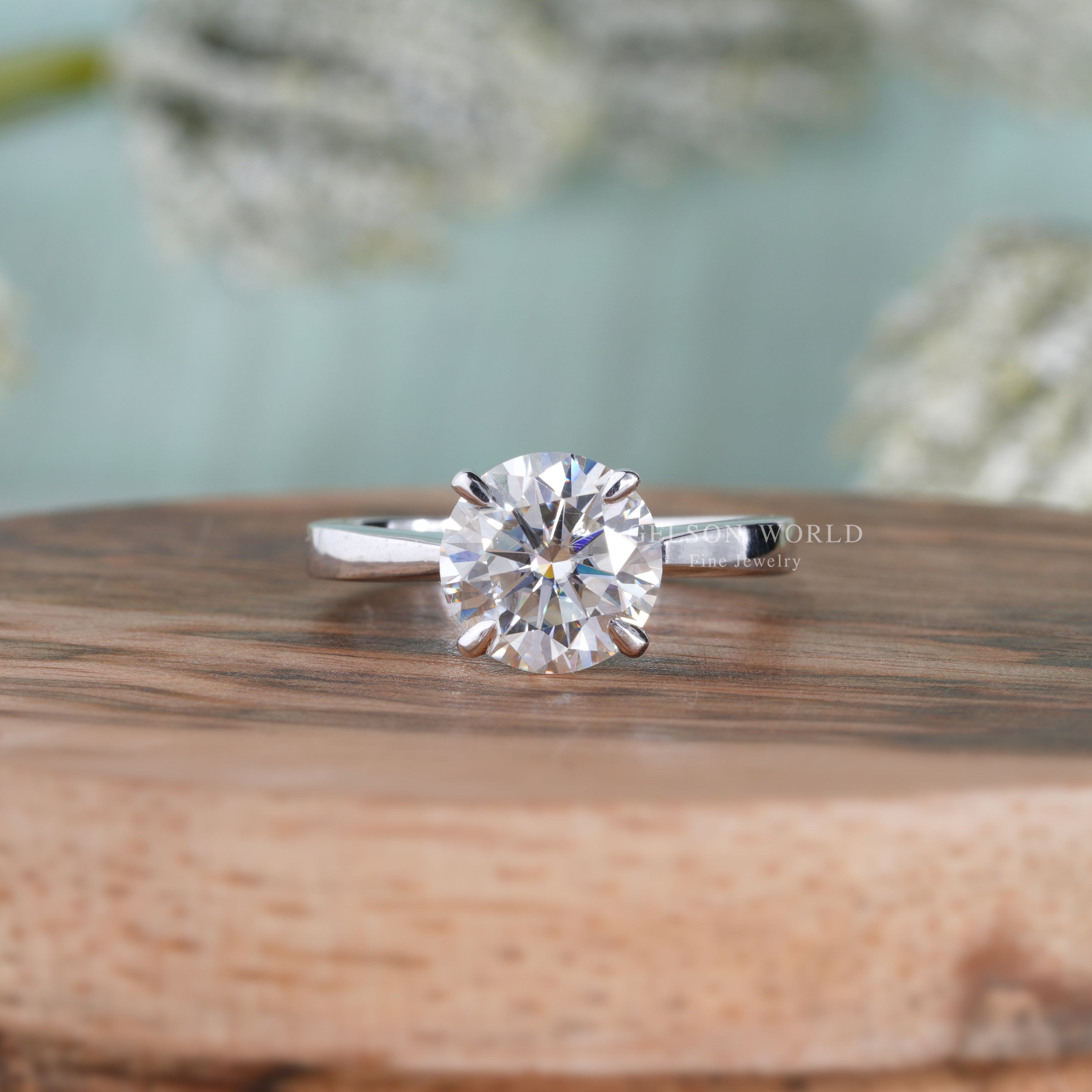 2 Ct Round Moissanite Cathedral solitaire Engagement Ring