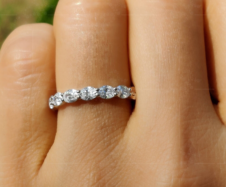 Timeless Elegance: Moissanite Oval Full Eternity Wedding Band for Women