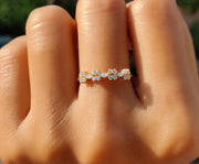 Elegant Stacking Ring - Marquise & Round Moissanite Band